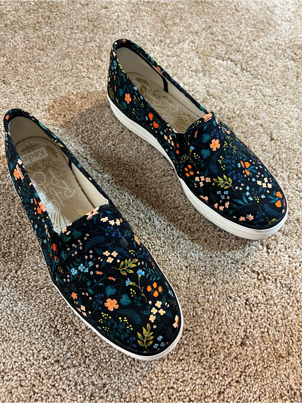 Keds x Rifle Paper CO. Triple Decker Wildwood Black Floral Slip-On Sneaker 9.5